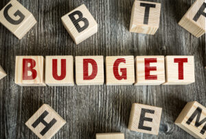 budget spelled out in blocks