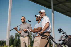 millennial men at the golf course