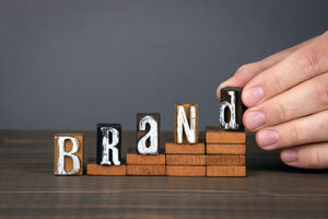 blocks spelling out brand