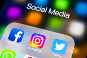 social media icons on a phone screen
